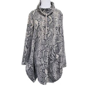 Kaktus Snake Print Cowl Neck Tunic Top Oversized Sweater Size Small Medium